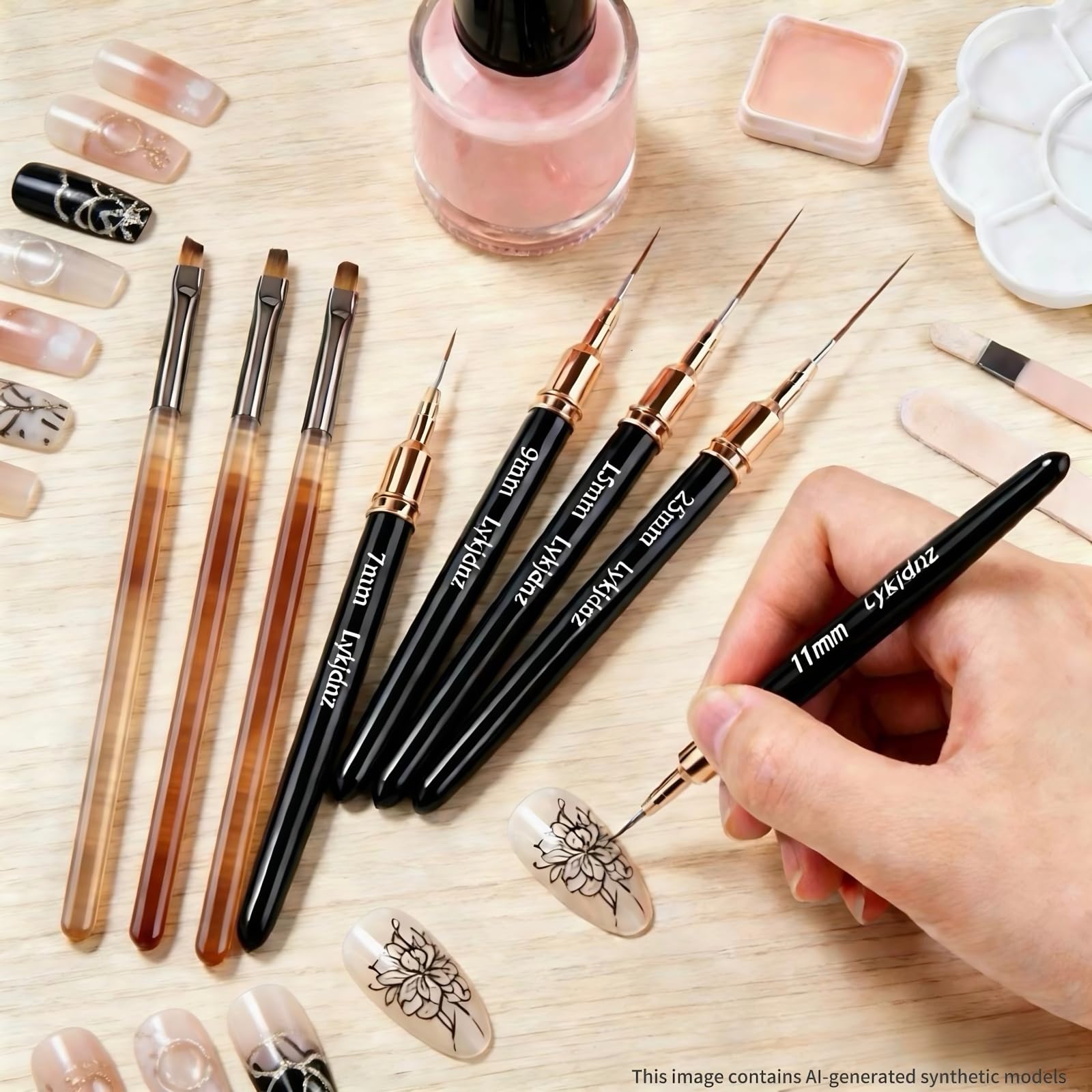 Amazon.com : 8Pcs Nail Art Brushes Set, 5 Art Liners & 3 Multi
